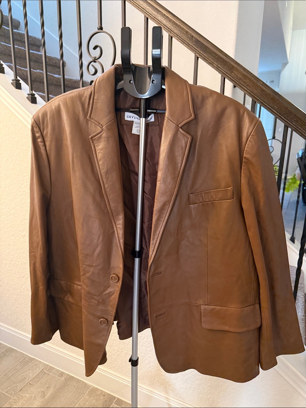 Brown Leather Blazer Jacket by Irvine Park
